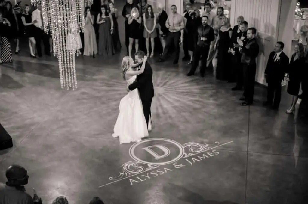 First dance bride & groom Ariel view
