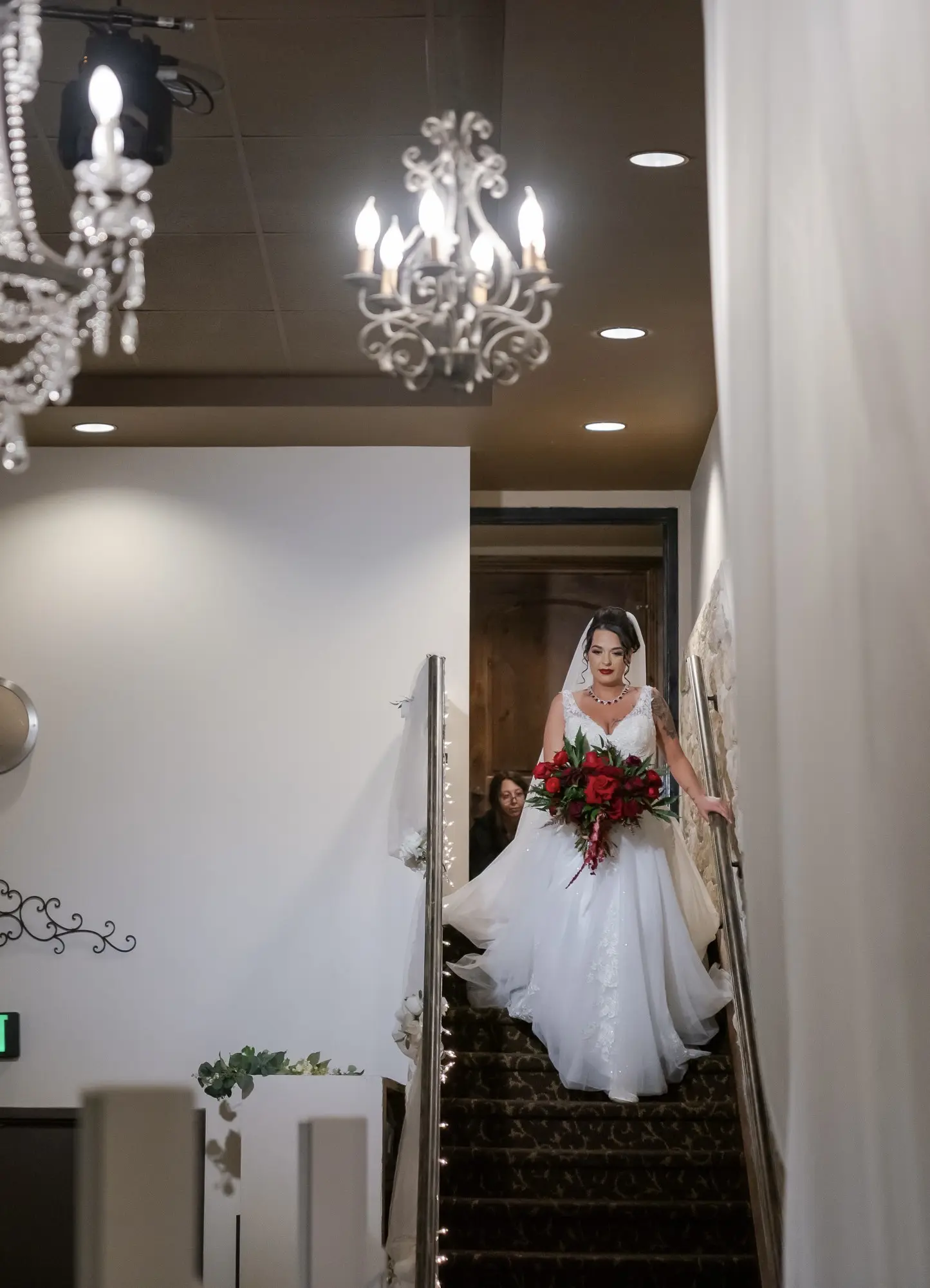 Affordable Denver Wedding Venues Near Me - Bride entering on staircase