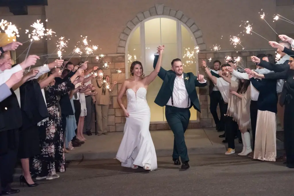 Sparkler send off wedding photos