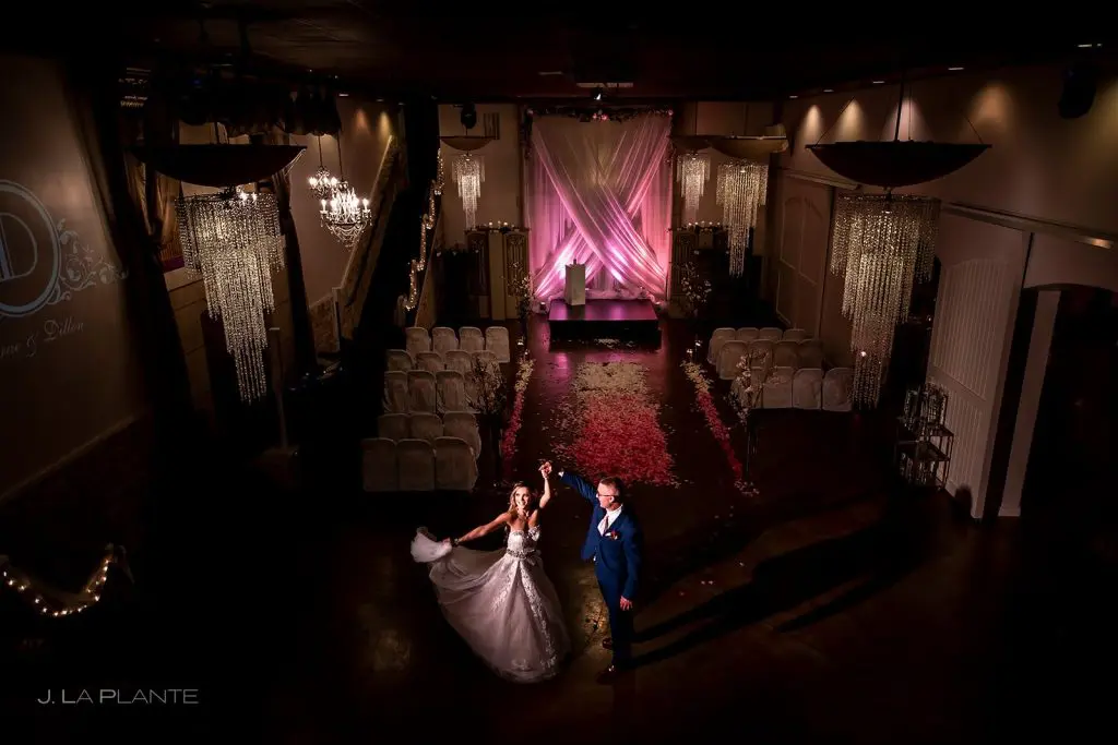 Stunning Aerial wedding photo in Colorado wedding venue