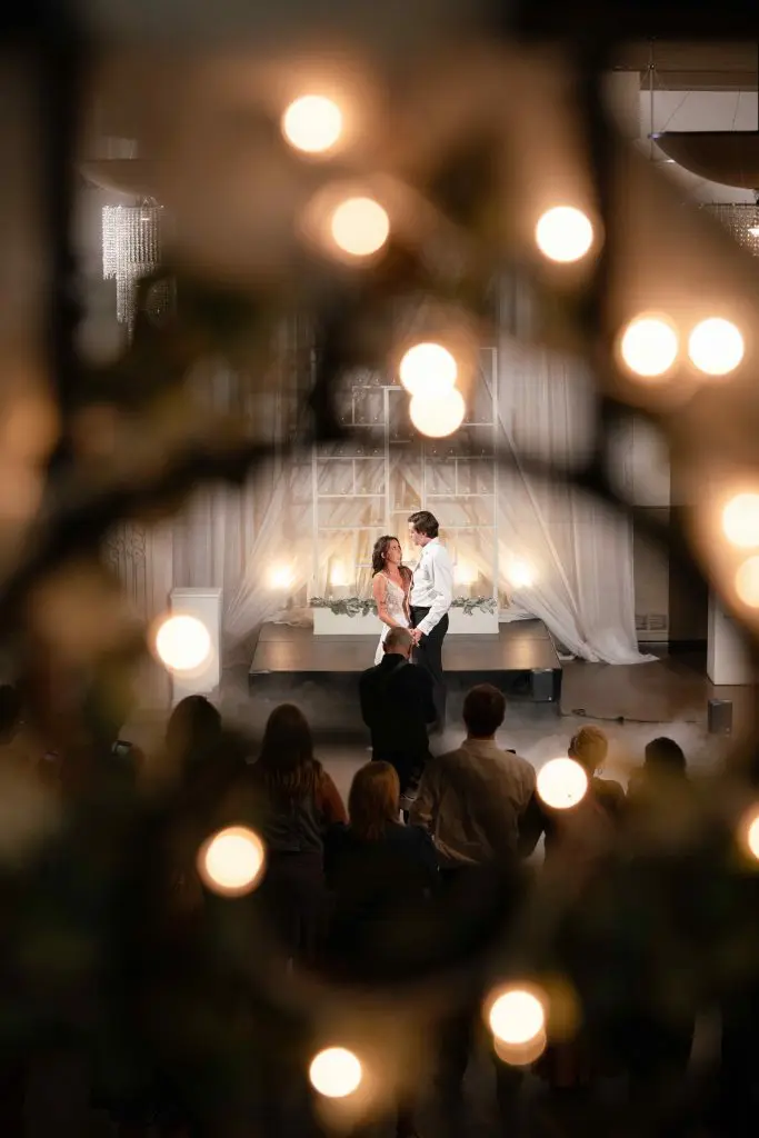 Aerial photo of wedding first dance
