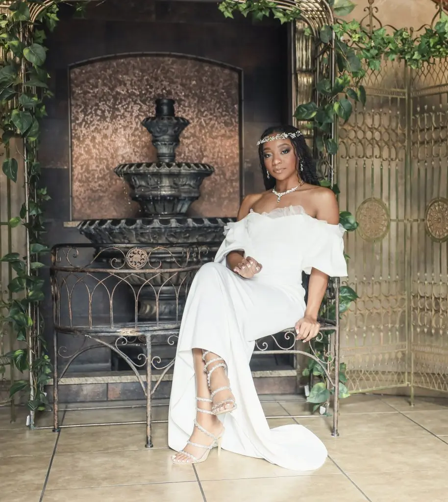 Bride in Italian inspired wedding venue in Colorado