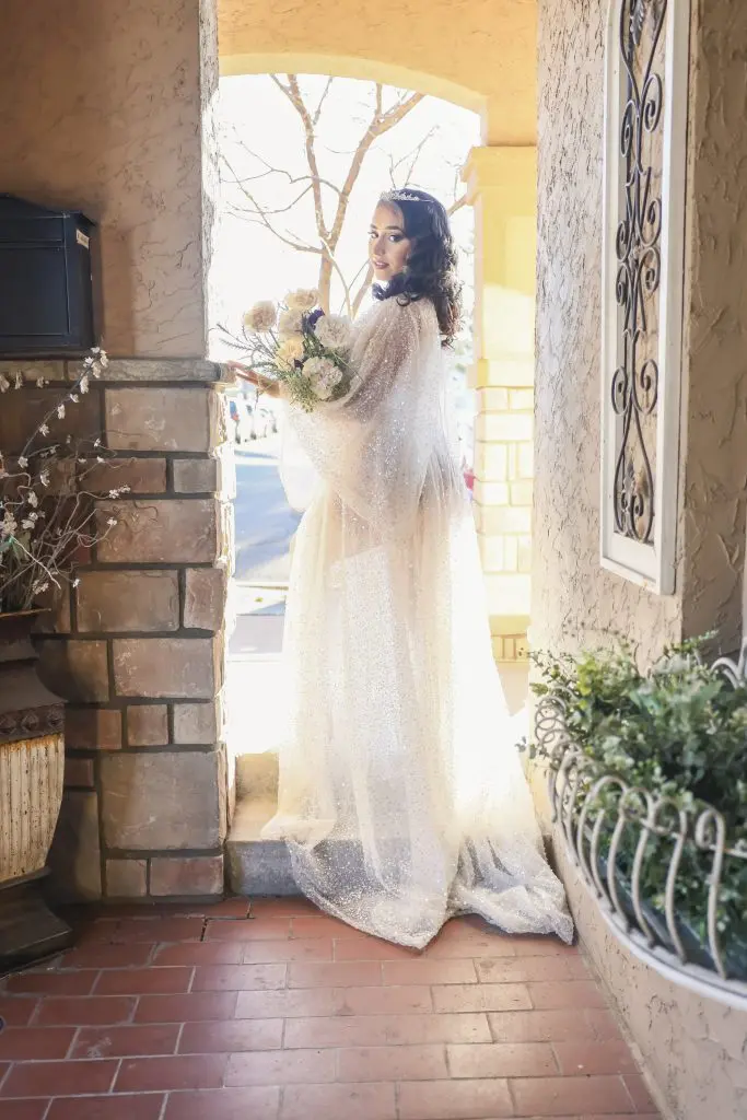 Natural light wedding photo of bride