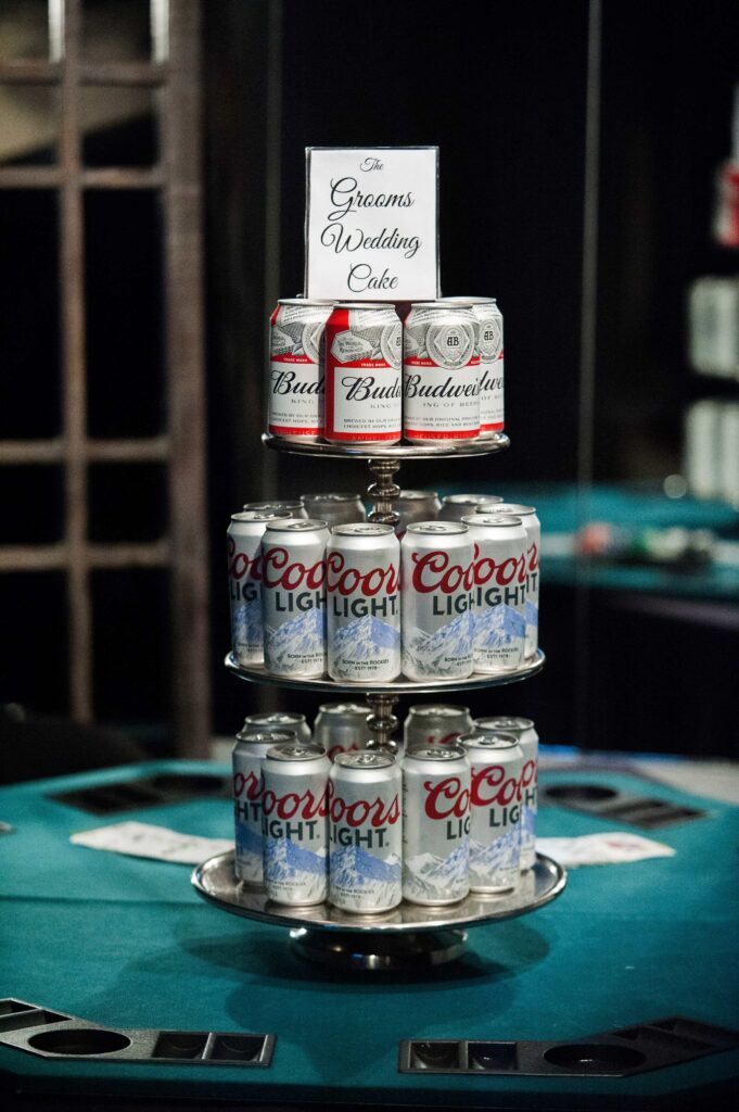 Beer Can Wedding Cake for the Groom - Budweiser