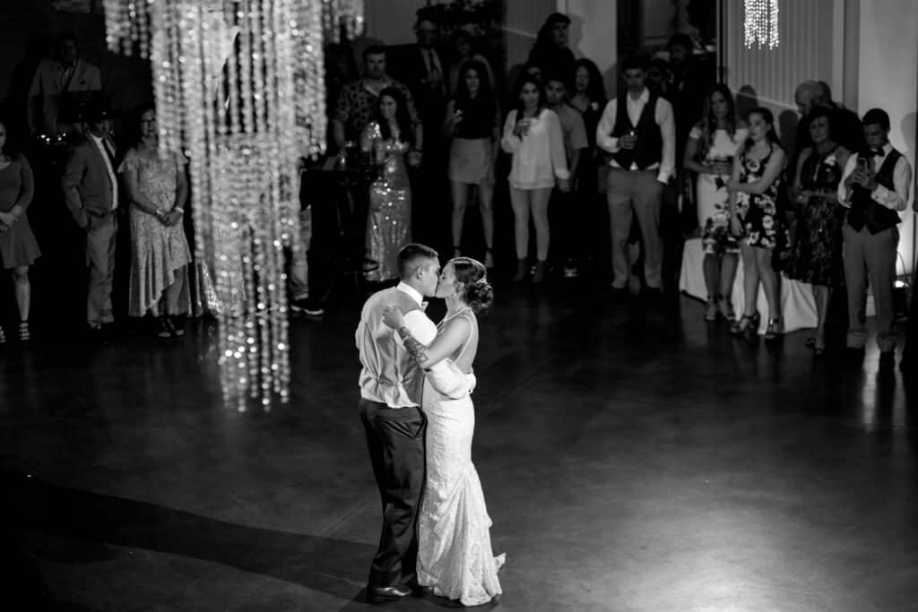 First dance with draping chandeliers