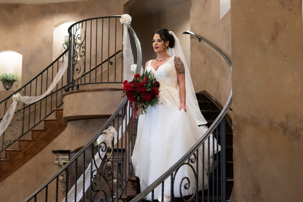 The Most Dramatic Bride Entrance Ever - red bouquet