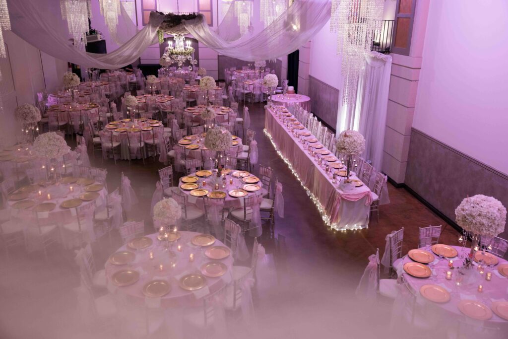 What does a Quinceanera cost? Decorations and colored lighting