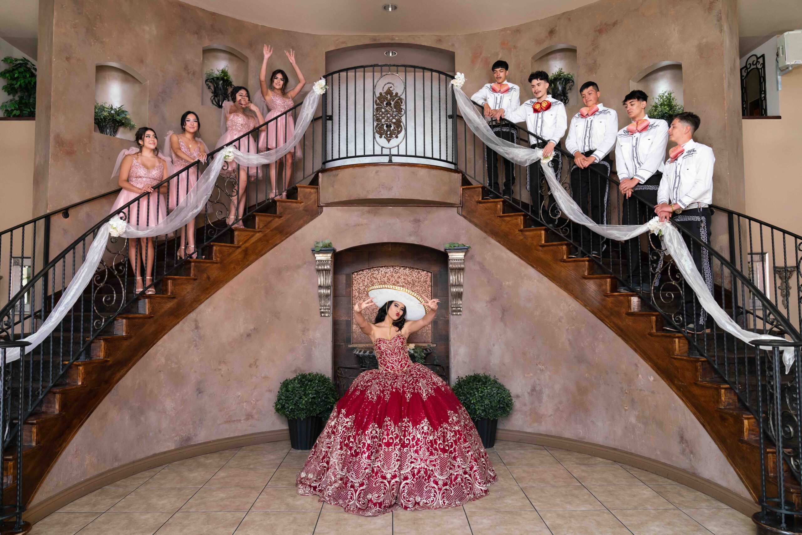Denver Quinceanera Venue Court on the staircase