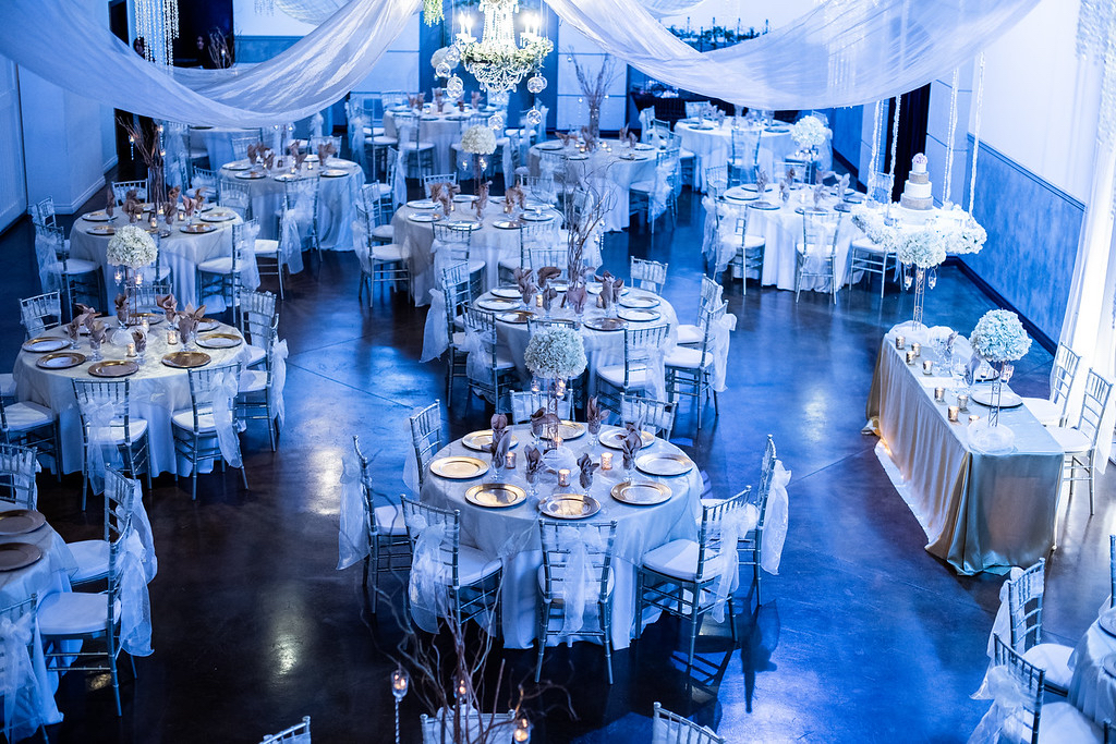 All inclusive wedding venue Colorado with blue lighting