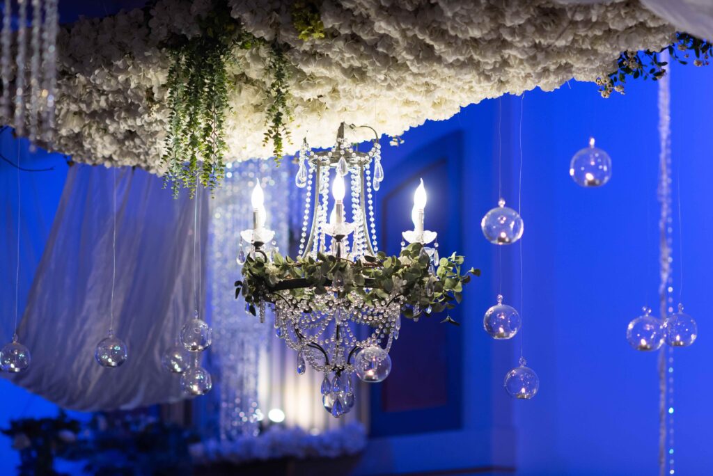 Denver Wedding Venue with blue lighting at reception