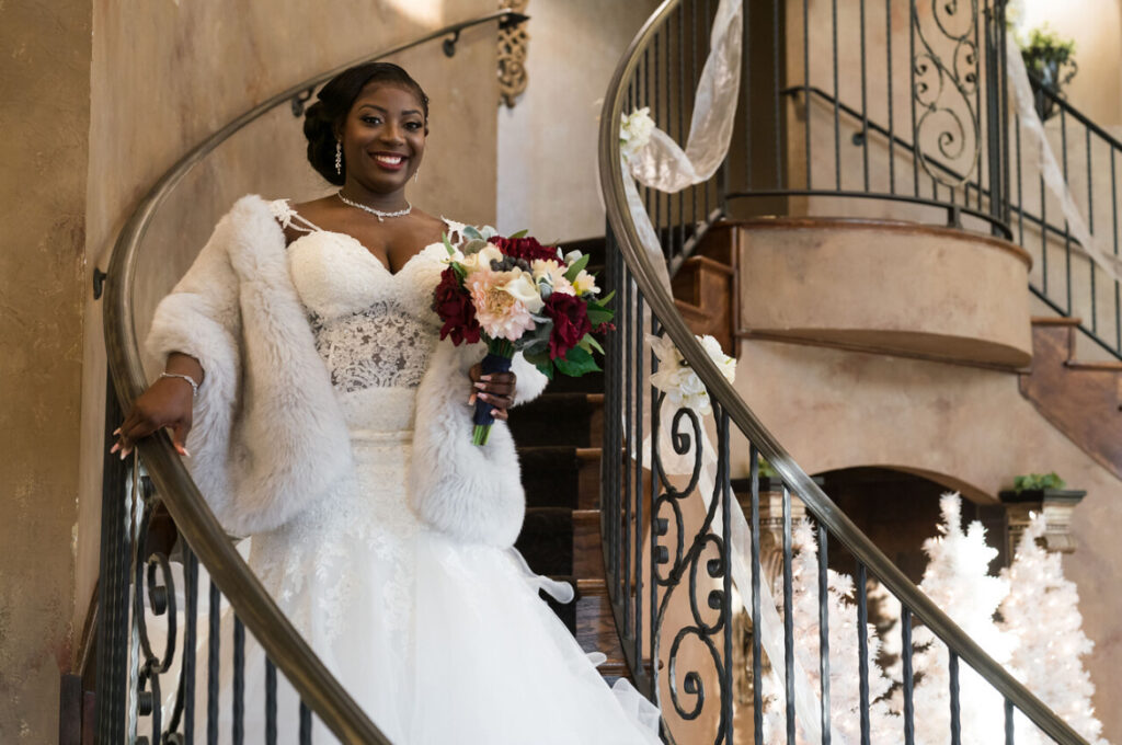 All-inclusive Wedding Venue Denver Bride on Grand Staircase