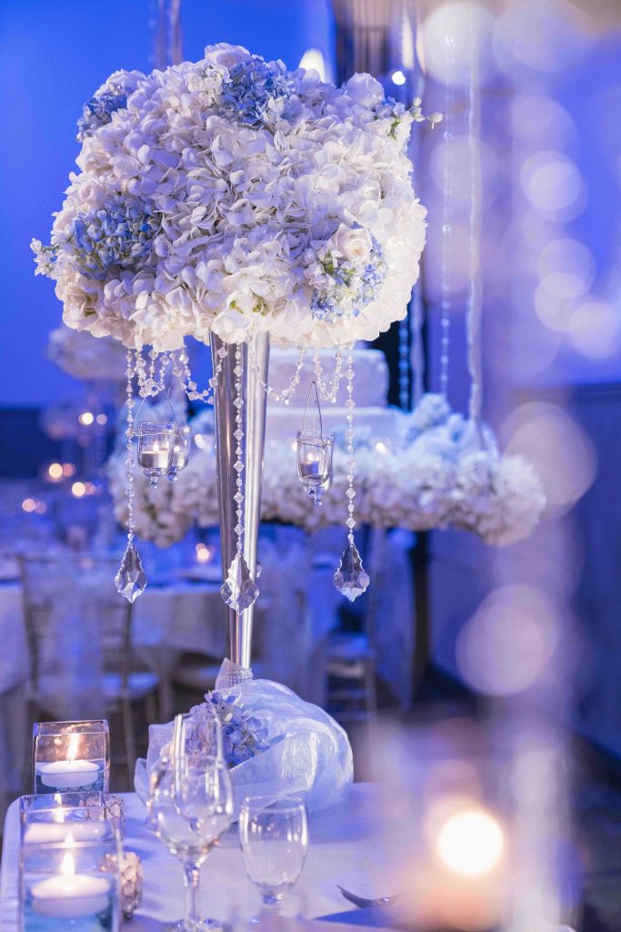 Winter Wonderland Blue Wedding Centerpiece