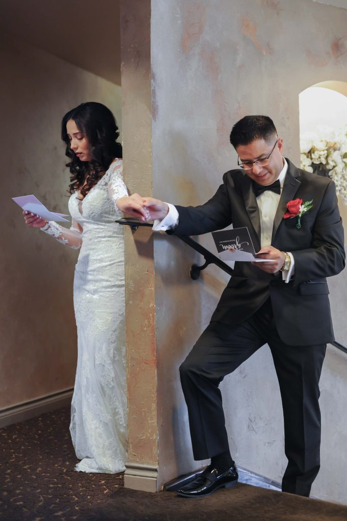 Bride & Groom Holding Hands before Ceremony