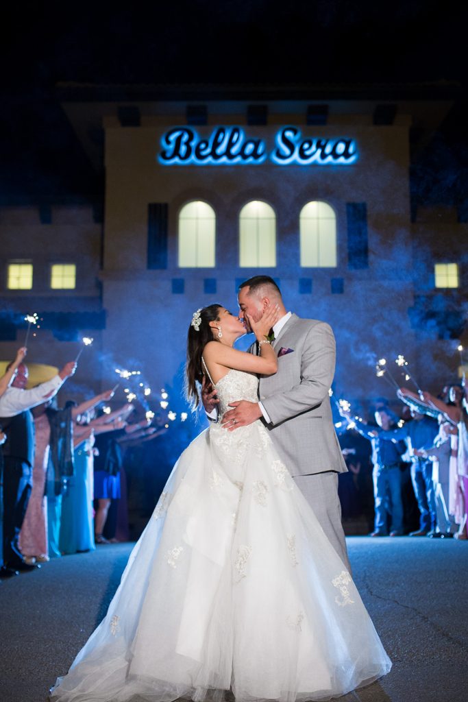 Sparkler send off wedding photo